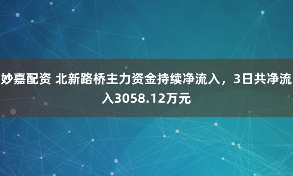 妙嘉配资 北新路桥主力资金持续净流入，3日共净流入3058.12万元