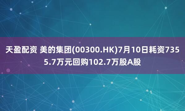 天盈配资 美的集团(00300.HK)7月10日耗资7355.7万元回购102.7万股A股
